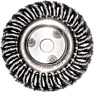 Корщетка-колесо, посадочный диаметр 22,2 мм, стальная витая проволока 100 мм FIT