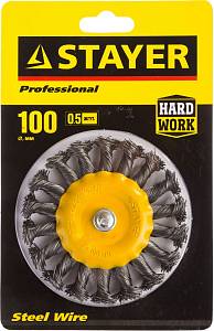 STAYER 100 мм, жгутированная стальная проволока 0.5 мм, щетка кистевая для дрели, Professional (35115-100)