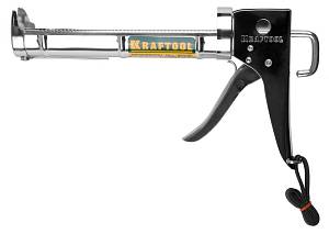 KRAFTOOL 320 мл, хромированный, полукорпусной пистолет для герметика (06671)