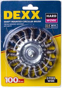 DEXX. Щетка дисковая для дрели, жгутированная стальная проволока 0,5мм, 100мм 35108-100