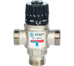 SVM-0020-166020 STOUT Термостатический смесительный клапан для систем отопления и ГВС 3/4" НР 35-60°С KV 1,6