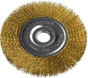 STAYER 150 мм, витая стальная латунированная проволока 0.3 мм, щетка дисковая для УШМ, Professional (35122-150)