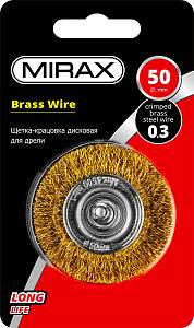 MIRAX 50 мм, витая стальная латунированная проволока 0.3 мм, щетка дисковая для дрели (35145-050)