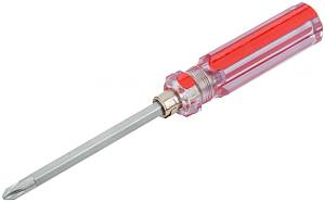 Отвертка с переставным жалом, пластиковая красная прозрачная ручка 6х85 мм PH2/SL6 KУРС