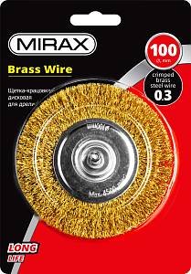 MIRAX 100 мм, витая стальная латунированная проволока 0.3 мм, щетка дисковая для дрели (35145-100)