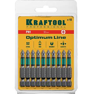 KRAFTOOL Optimum, PH1, 50 мм, 10 шт, биты (26122-1-50-10)